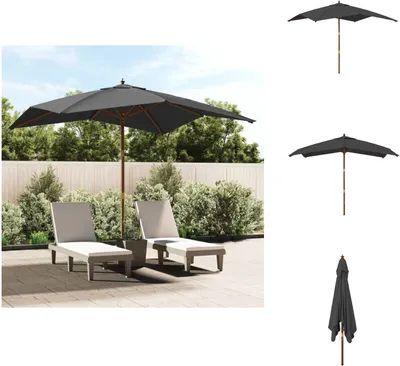 Zdjęcie produktu dla vidaXL Parasol z drewnianym drążkiem antracytowy 300x300x273 cm - Parasole i parasole przeciwsłoneczne