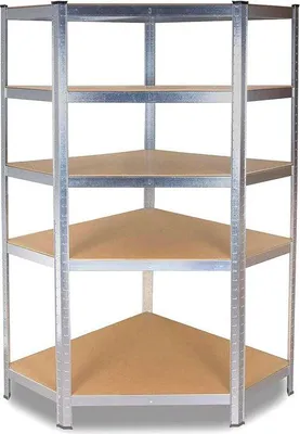 Zdjęcie produktu dla Regał narożny 5 półek 180x90x40 cm – solidny i regulowany | Kolor: szary