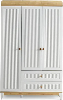 Produktbild von Design Kleiderschrank Holzschrank Schrank Möbel Holz Weiß Neu