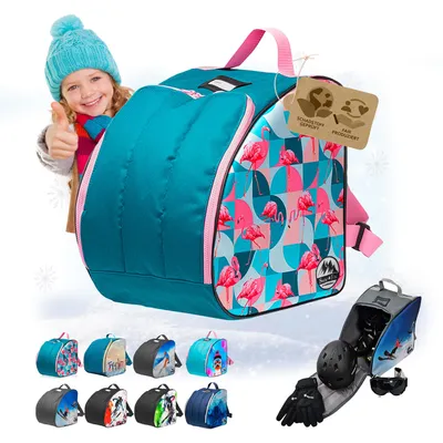 Produktbild von BAMBINIWELT Kinder Skischuhtasche Skistiefeltasche integrierte Standfläche Wasserablaufloch Helm Skibrille Handschuhe (Modell 4)
