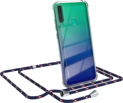 Produktbild von EAZY CASE Handykette kompatibel mit Huawei P40 Lite E, Handyhülle mit Umhängeband, Handykordel, Schutzhülle Clear, Band in Blau