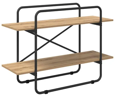 Image de Étagère 2 niveaux, 100 x 35 x 70 cm, en bois stratifié imitation chêne artisanal