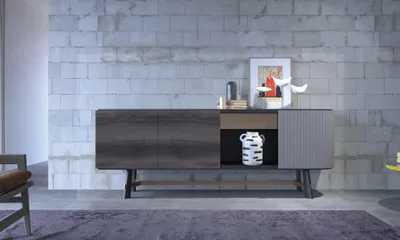Image de Sideboard Commode en bois Buffet Armoire Salle à manger Moderne Noir