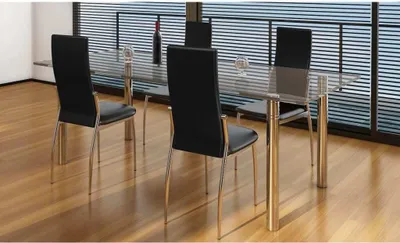 Produktbild von The Living Store Esszimmerstühle 4 Stk. Schwarz Kunstleder