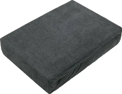 A folded dark gray fitted sheet is shown on a white background.