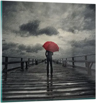 Produktbild von Bilder auf glas - Meer Brücke Sturm - 40x40cm - Glasbilder - Wandbilder - Kunstdruck - zum Aufhängen bereit - Wanddekoration aus Glas - Glas Bilder - Wandbild auf Glas - Einteilig - GAC40x40-3684