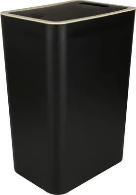 Image de Poubelle étroite 12 L avec couvercle - Convient pour la cuisine, la salle de bain et le bureau - Noir