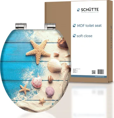 Image de SCHÜTTE Siège de toilette MDF BEACH AND WOOD, siège de toilette avec fermeture souple, siège de toilette avec noyau en bois, couvercle de toilette
