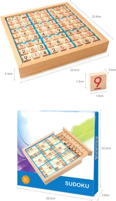Productafbeelding van Houten Sudoku-spel met lade, wiskundepuzzel, bureauaccessoire, puzzelboek