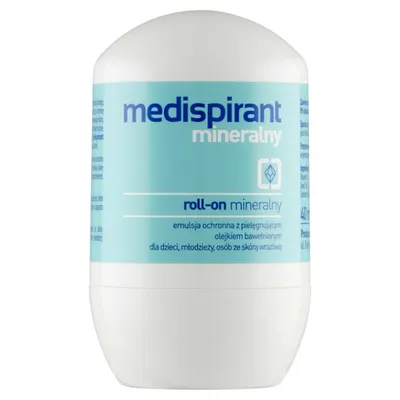 A white roll-on deodorant bottle with a light blue label.