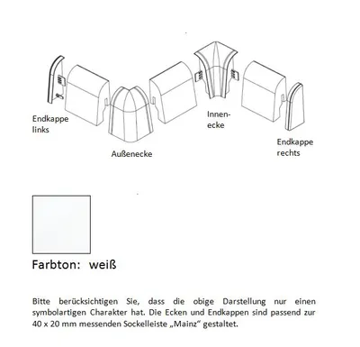 Produktbild von Innenecke für MDF-Sockelleisten 40x20 mm - weiß