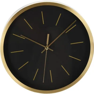 Obrázek produktu pro Kovové nástěnné hodiny černé se zlatým rámem 25 cm