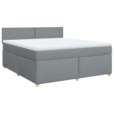 Image de vidaXL Lit boxspring avec matelas gris clair 180x200 cm Tissu