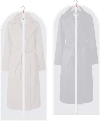 Productafbeelding van Lange jurk tassenhoezen - Set van 2 - 60 × 140 cm jurk tas met rits - Kleding tassen - Pak dekking tas - Jas