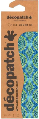 Image de Décopatch papier Mandala bleu 3 feuilles 30x40 cm 20 g/qm