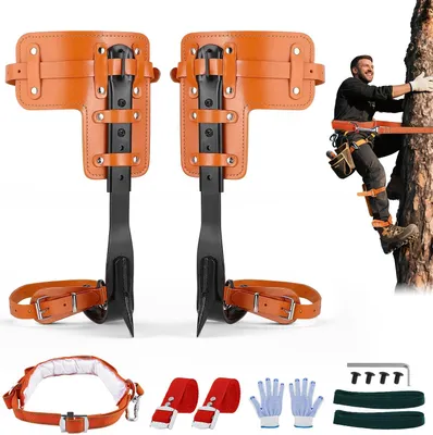 Immagine prodotto di Ramponi da arrampicata per alberi - Ramponi da arrampicata per alberi - Per la raccolta della frutta - Per la potatura degli alberi - Per lavori sugli alberi - Arancione