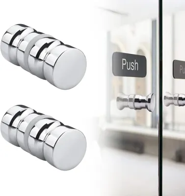 Productafbeelding van Douchedeurgreep - 2-delig set - 30 mm - Zilver - Dubbelzijdige glazen handgreep van aluminium - Geschikt voor schuifdeuren van glas in badkamer, keuken en kantoor - Met schroeven