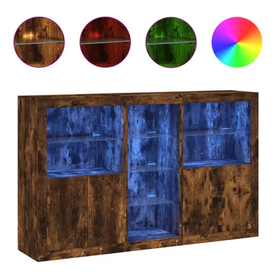 Produktbild von Sideboard mit LED-Leuchten Räuchereiche 162x37x100 cm