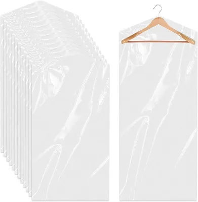 Produktbild von PolkaHome® 12er-Set Kleiderschutzbeutel Transparent 60x150 cm Staubschutz Anzughüllen