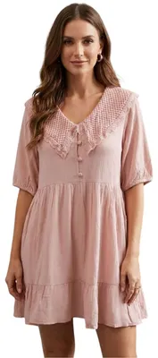Produktbild von Zara Damenkleid Mini mit durchbrochenem Kragen Rosa XS