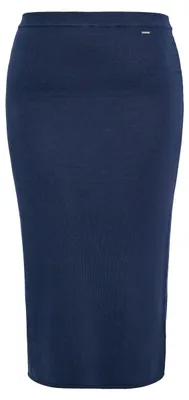Produktbild von Damen Rock aus Viskose-Nylon-Mix, Blau, Größe L, mit dehnbarem Bund und schmaler Silhouette