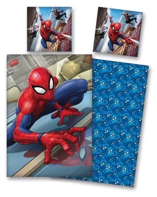 Produktbild von Spiderman Bettbezug, Wolkenkratzer-Motiv - 135 x 200 cm (deutsche Größe) - 80 x 80 cm - 100% Baumwolle
