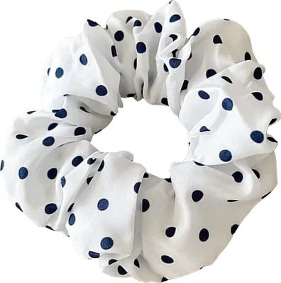 Image de Chouchou en coton à pois rétro - bleu foncé classique