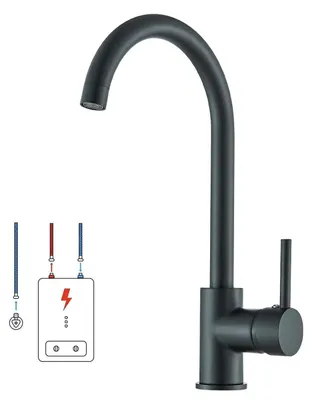 Produktbild von Küchenarmatur Niederdruck 360° Schwarz Edelstahl