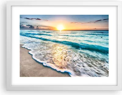 Produktbild von Gerahmtes Poster - Weißer Rahmen - Meer Welle Strand - 40x30 cm - Wand Bild - Wanddeko - Wandbilder - Kunstposter - Wandposter - Bilderrahmen - Bilder - Kunstdruck - Wandbild - P2WAA40x30-3621