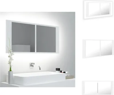 Produktbild von vidaXL LED-Bad-Spiegelschrank Weiß 100x12x45 cm Acryl -  Badezimmerwaschtische