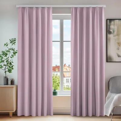 Zdjęcie produktu dla Zasłony zaciemniające z falbaną, ochrona przed chłodem, 245x140 cm, jasnoróżowe, zestaw 2 sztuki