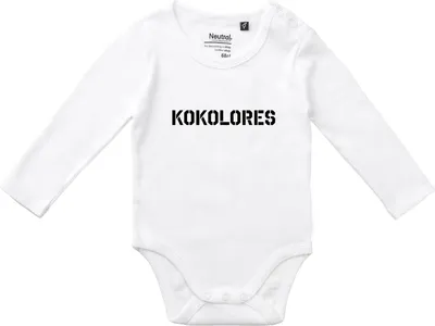 Produktbild von Huuraa Baby Body Kokolores Schriftzug 74 White  Baumwolle Fairtrade Langarmbody Geschenkidee