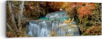 Produktbild von Bild auf Leinwand - Leinwandbild - Park Wasserfall Wasser - 90x30cm - Wand Bild - Wanddeko - Leinwanddruck - Bilder - Kunstdruck - Wanddekoration - Leinwand bilder - Wandkunst - AB90x30-3995