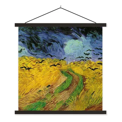 Produktbild von MuchoWow® Textilposter Weizenfeld mit Krähen - Vincent van Gogh 90x90 cm mit schwarzem Rahmen - Magnetisches