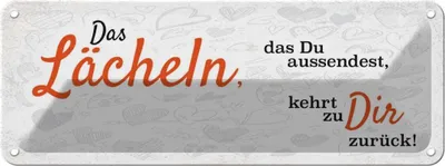 Produktbild von vianmo Blechschild 10x27 cm das Lächeln kommt zurück Spruch Zitat