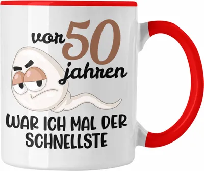Produktbild von Trendation -  50. Geburtstag Tasse Mann Geschenk 50er Geschenkidee 50 Vater Männer Lustig Geschenke 50 Jahre Alt Mann Männer Vater (Rot)