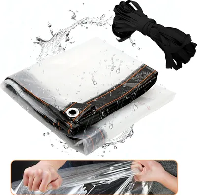 Produktbild von Yakimz Transparente Plane wasserdicht,  Verschiedene Größen, Abdeckplane mit Ösen für den Garten, frostsicher, regenfest, PE - 300 × 300 cm
