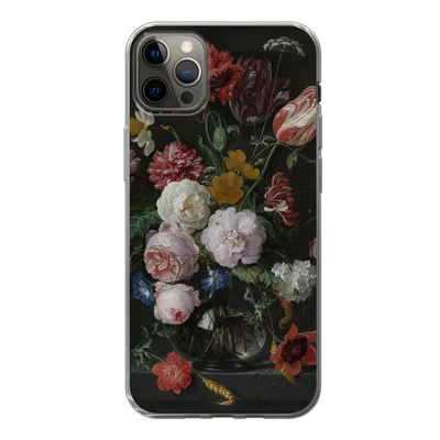 Produktbild von MuchoWow® Handyhülle Schutzhülle Hülle für iPhone 13 Pro Max Stilleben mit Blumen in einer Glasvase - Gemälde von Jan Davidsz. de Heem Silikon Softcase Handy Hülle - Mobiltelefon