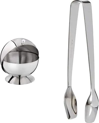 Immagine prodotto di Zuccheriera in acciaio inossidabile con coperchio, altezza 14 cm, vaschetta in acciaio inossidabile