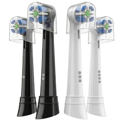 Produktbild von 4 Stück Aufsteckbürsten kompatibel mit Oral B iO Elektrische Zahnbürste, Zahnbürstenaufsätze für iO 2 3 4 5 6 7 8 9 10 Series, Medium (Schwarz/Weiß)
