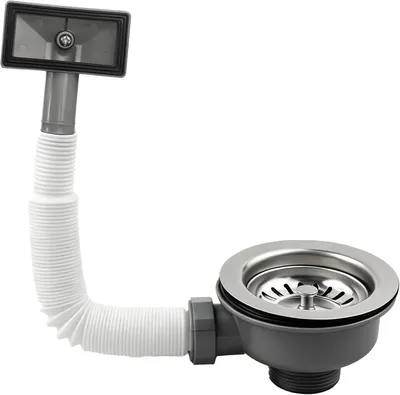 Immagine prodotto di Sifone di scarico per lavello, 114 mm, con troppolo quadrato, in acciaio inossidabile, per la cucina