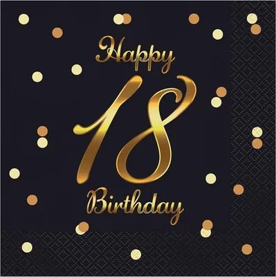 A birthday greeting card with the number 18 prominently displayed.