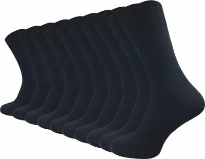 A group of black socks are arranged in a row, fanned out.