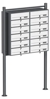 Briefkastensystem, 12 Briefkästen, anthrazit-weiß, 2 Schlüssel