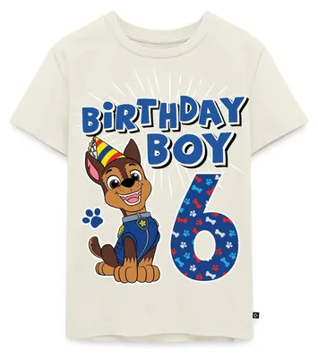 Produktbild von Spreadshirt Paw Patrol Geschenk 6 Jahre 6. Geburtstag Chase Kinder Premium T-Shirt, 122/128 (6 Jahre), Naturweiß