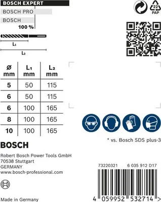 Produktbild von EXPERT SDS plus-7X Hammerbohrer-Set, D= 5 / 6 / 6 / 8 / 10 mm, 5-tlg.