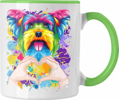 Produktbild von Trendation - Yorkie Besitzer Farbe Love Tasse Geschenk Lustiger Spruch Geschenkidee Yorkie Besitzerin (Grün)