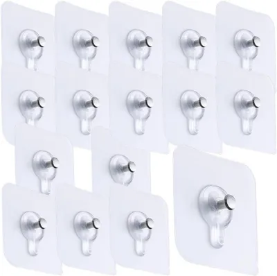 Produktbild von Sonstige Halterungen 16 Stück transparente Klebeschrauben, selbstklebende Klebeschrauben, selbstklebende Wandhaken, selbstklebende Fotohaken, für Bade