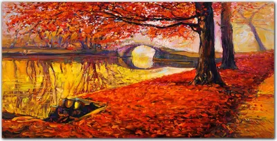 Produktbild von Coloray Küchenrückwand 140x70 Spritzschutz aus Glas - Bäume Park Herbst