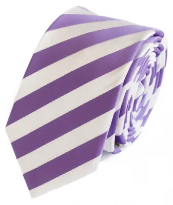 Produktbild von Fabio Farini - 1 Stück Herren Krawatte Lila - verschiedene Lila Männer Schlips in 6cm Schmal (6cm), Weiß Lila - Mistic Purple/White